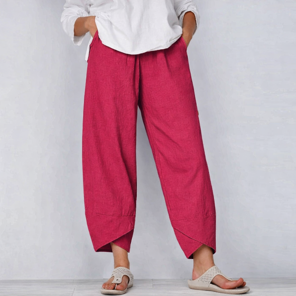 Women's Summer Pants | Wide Leg Asymmetric Hem