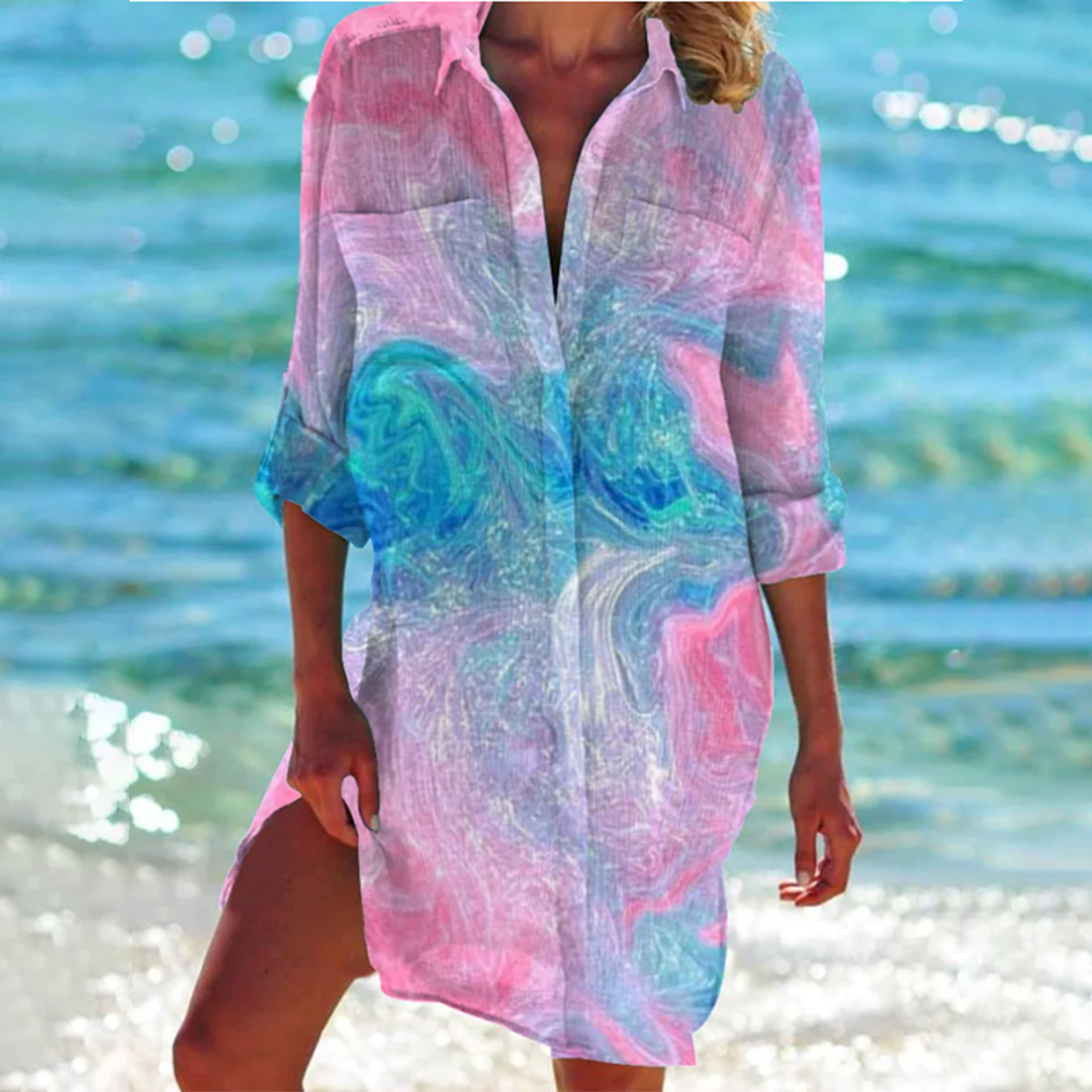 Women's Summer Shirt | Tie-Dye Beach Cover-Up Dress