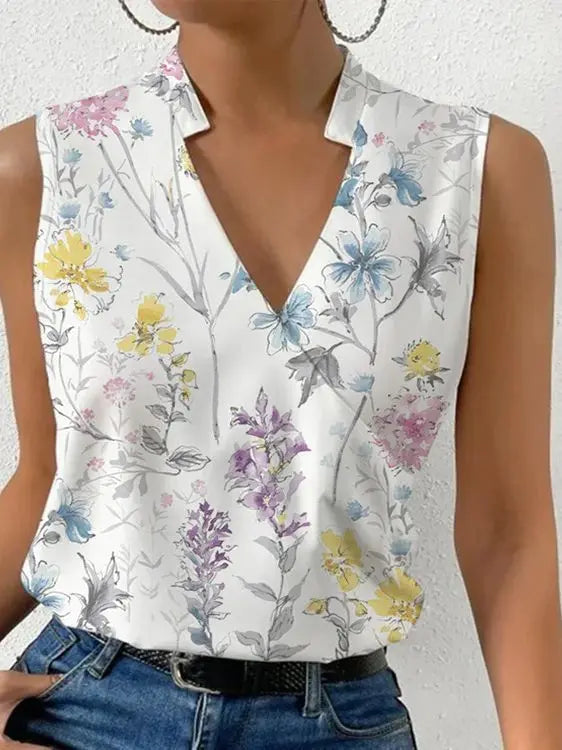 Women's Summer Top | Sleeveless Wrap Front Blouse