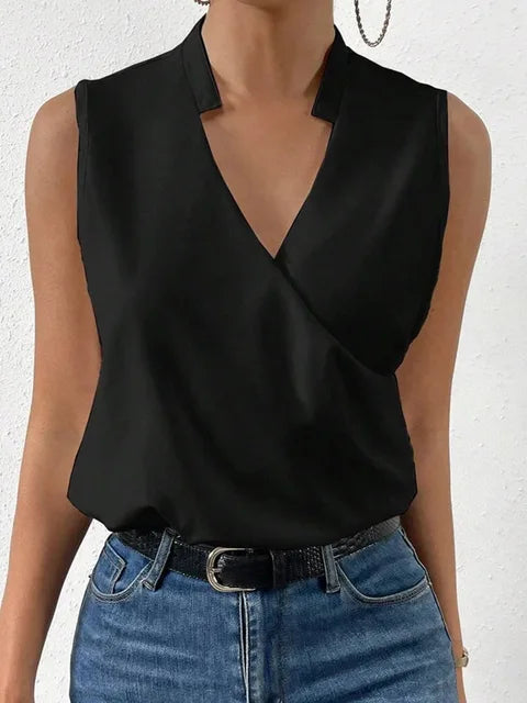 Women's Summer Top | Sleeveless Wrap Front Blouse