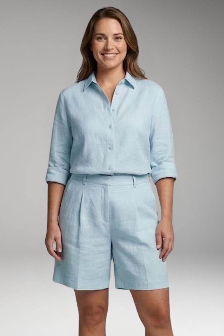 Women's Summer Two Piece Set | Shirt And Tailored Shorts