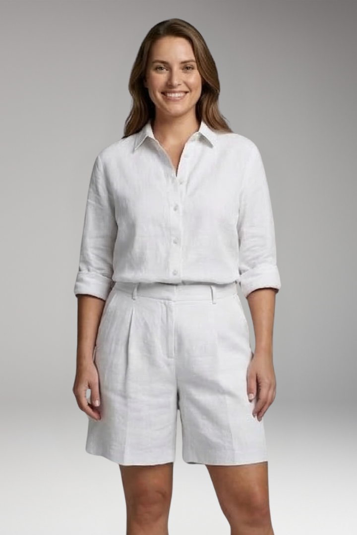 Women's Summer Two Piece Set | Shirt And Tailored Shorts
