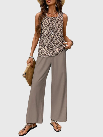 Women's Summer Two Piece Set | Tiered Hem And Wide Leg