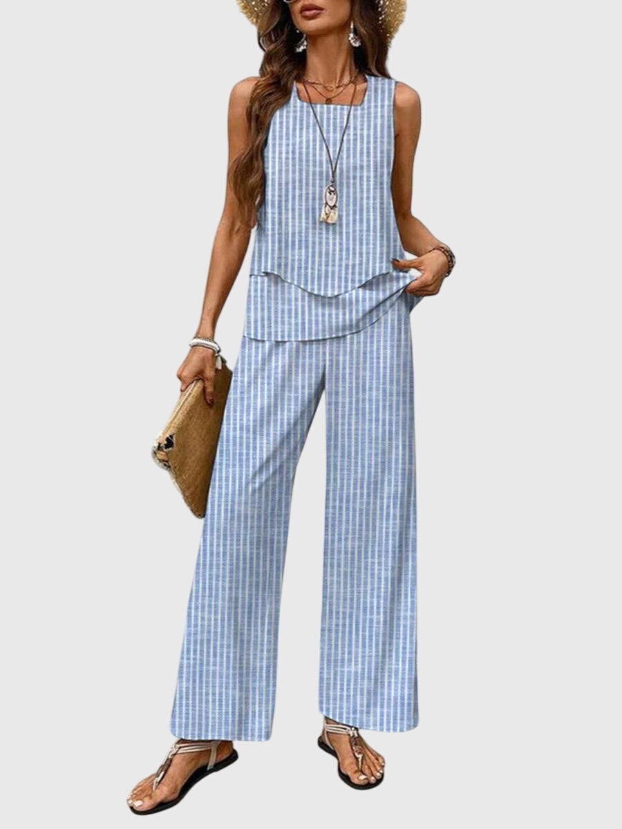 Women's Summer Two Piece Set | Tiered Hem And Wide Leg