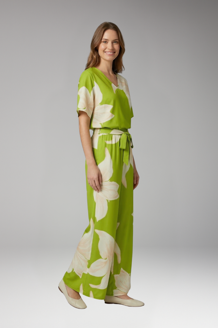 Women's Summer Two Piece Set | V Neck Top And Wide Leg Pants
