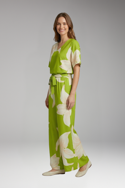 Women's Summer Two Piece Set | V Neck Top And Wide Leg Pants