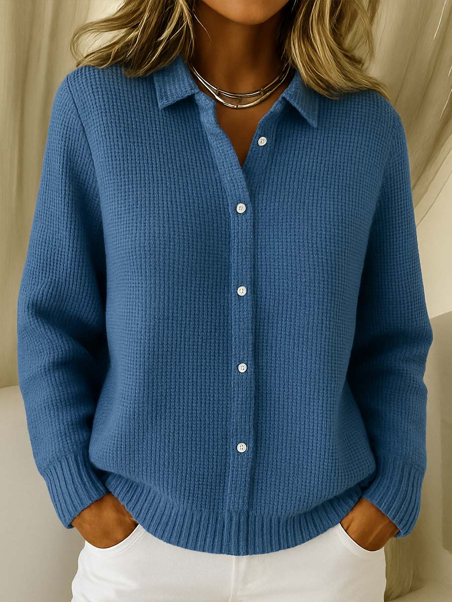 Women's Sweater | Full Button Front, Point Collar