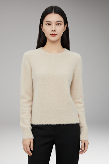 Women's Sweater | Round Neck, Ribbed Cuffs, Fine Knit Line