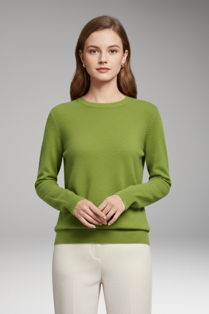 Women's Sweater | Round Neck, Ribbed Cuffs, Fine Knit Line