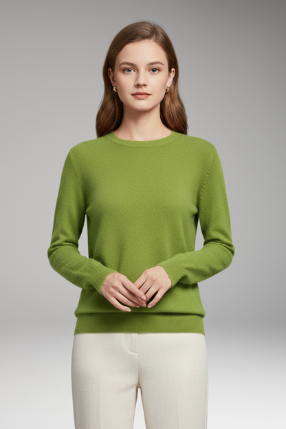 Women's Sweater | Round Neck, Ribbed Cuffs, Fine Knit Line