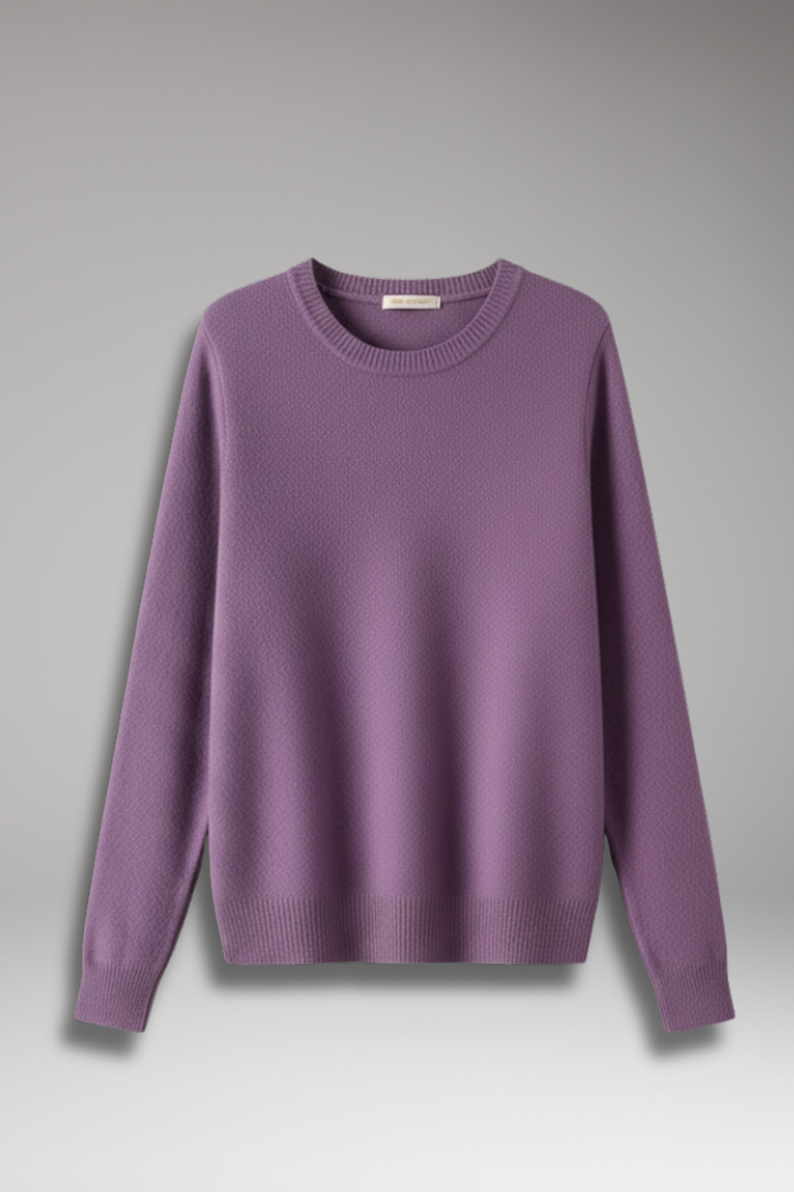 Women's Sweater | Round Neck, Ribbed Cuffs, Fine Knit Line