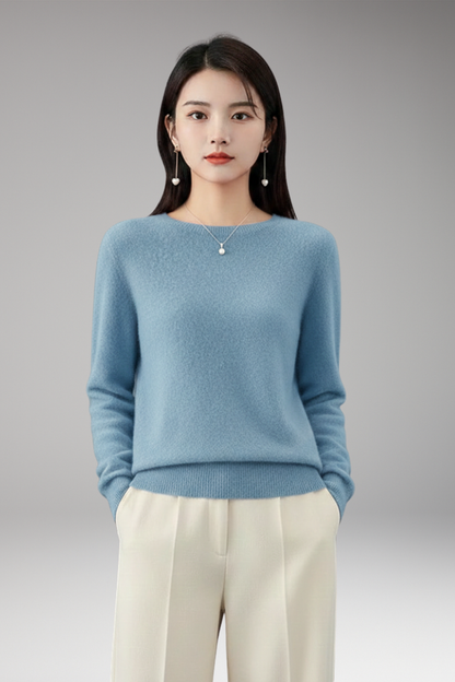 Women's Sweater | Round Neck, Ribbed Cuffs, Fine Knit Line