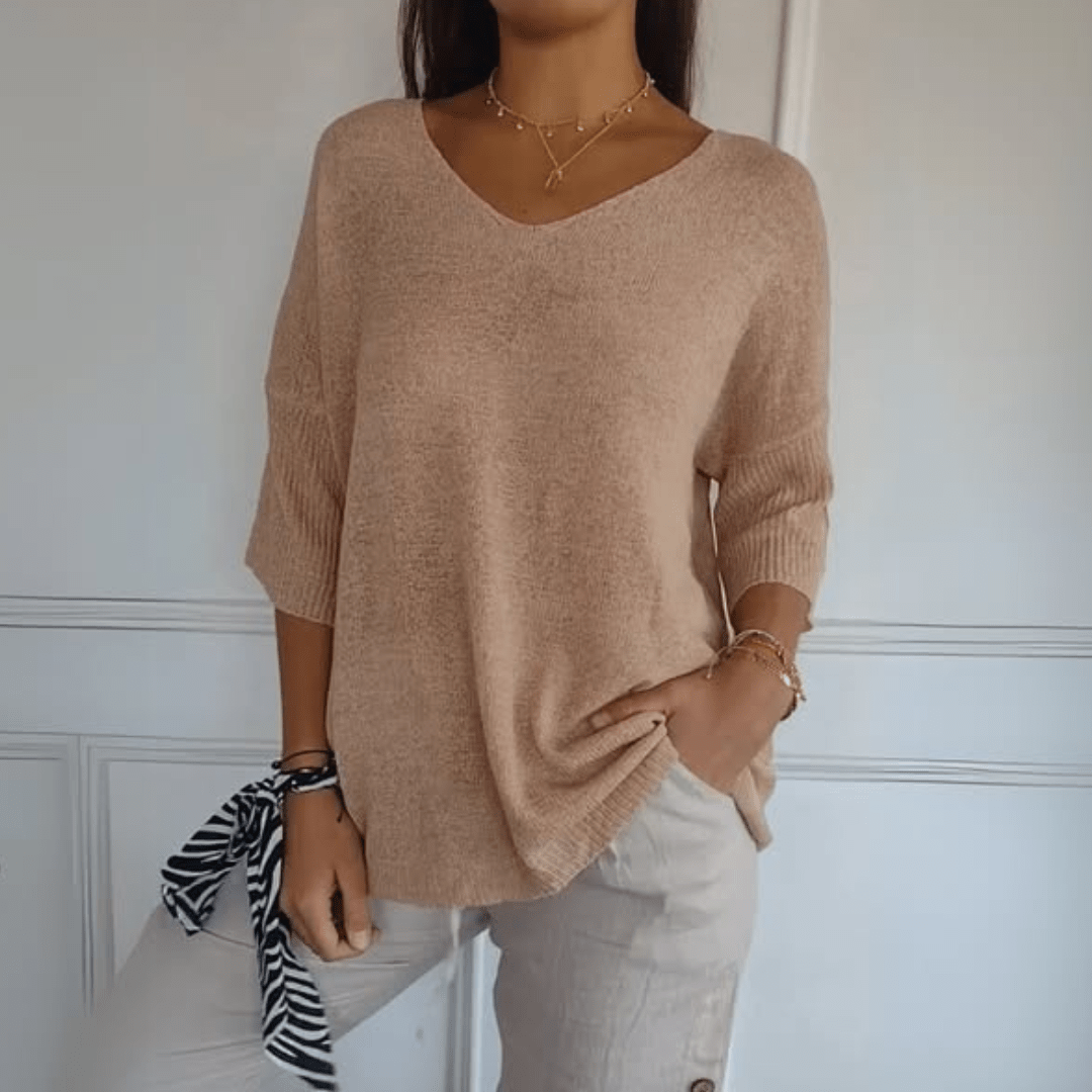 Women's Sweater | V-Neck, Loose Drop-Shoulder Fit