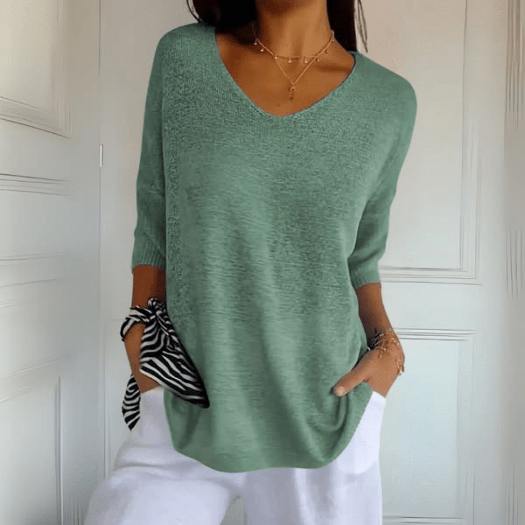 Women's Sweater | V-Neck, Loose Drop-Shoulder Fit