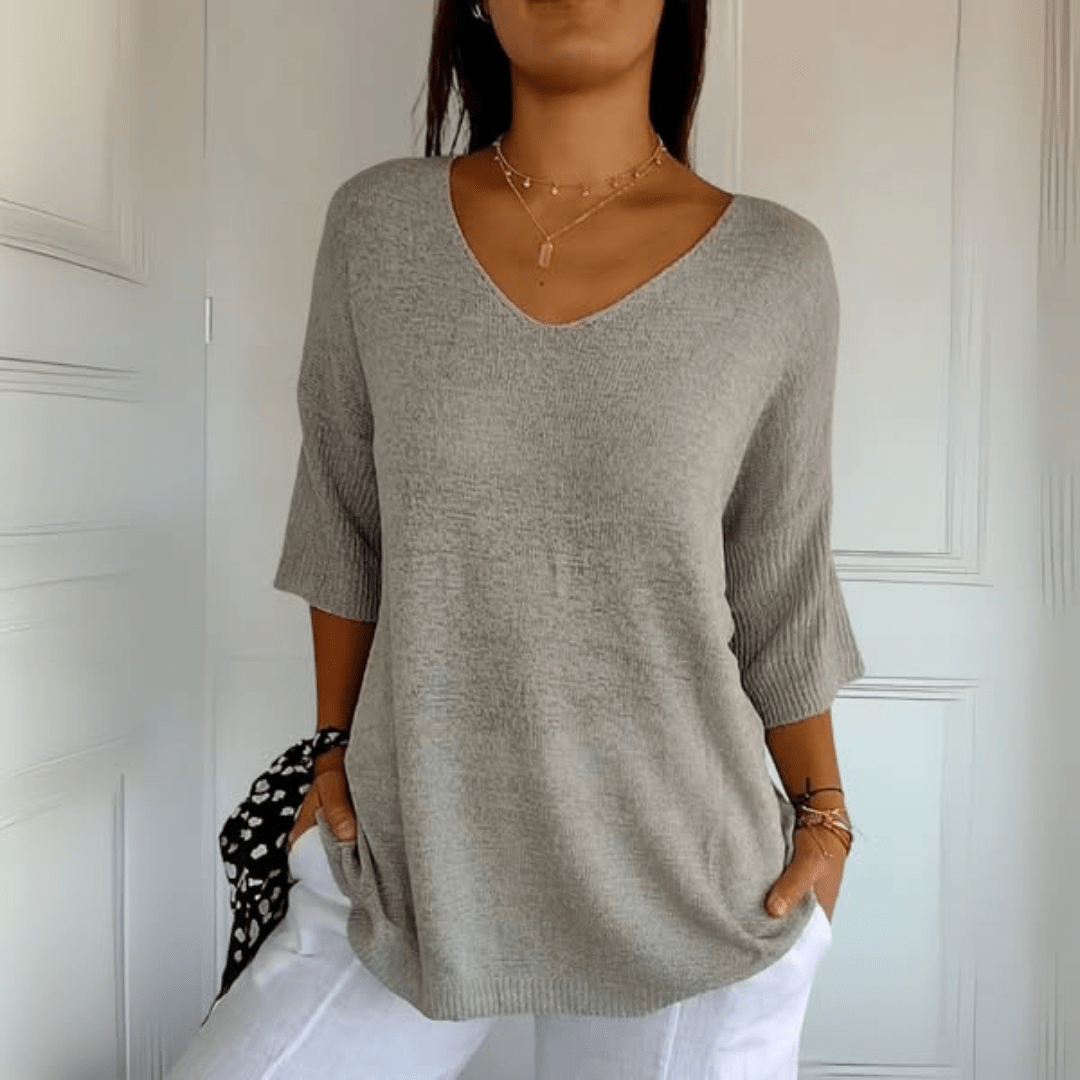 Women's Sweater | V-Neck, Loose Drop-Shoulder Fit