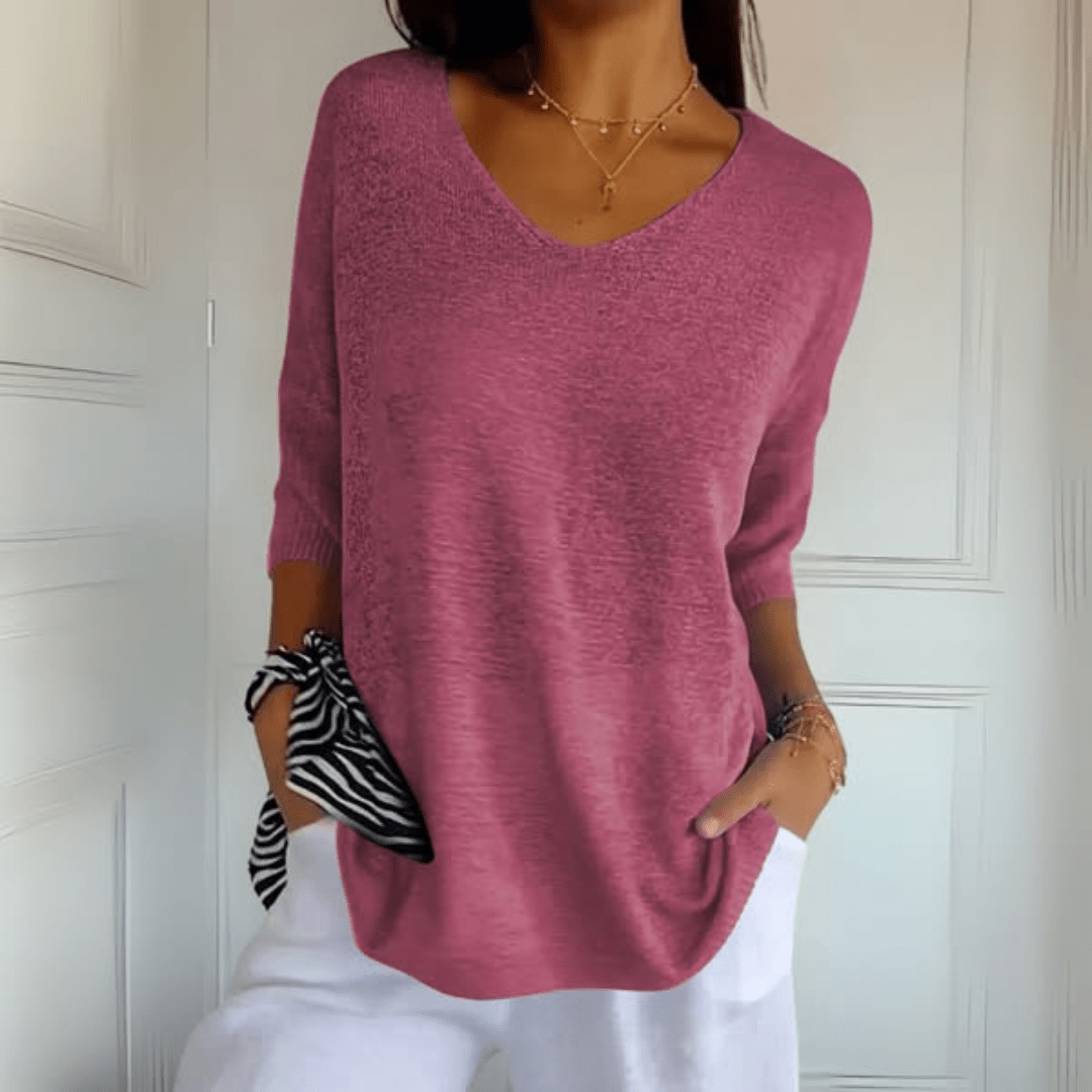 Women's Sweater | V-Neck, Loose Drop-Shoulder Fit