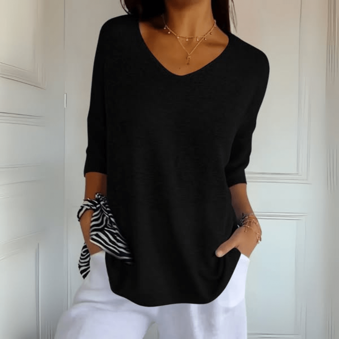 Women's Sweater | V-Neck, Loose Drop-Shoulder Fit
