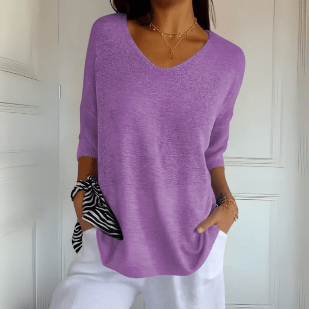Women's Sweater | V-Neck, Loose Drop-Shoulder Fit