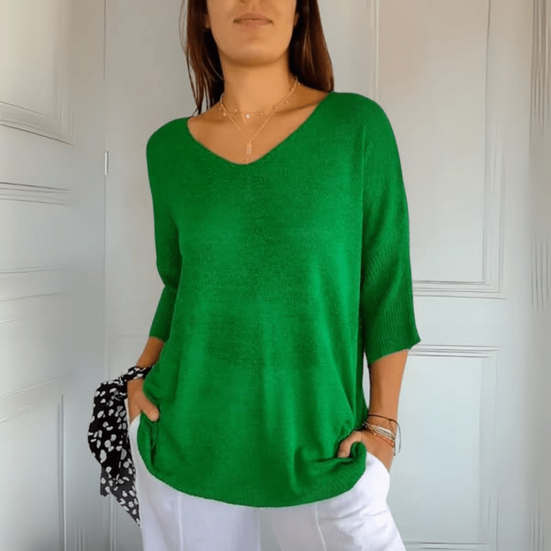 Women's Sweater | V-Neck, Loose Drop-Shoulder Fit