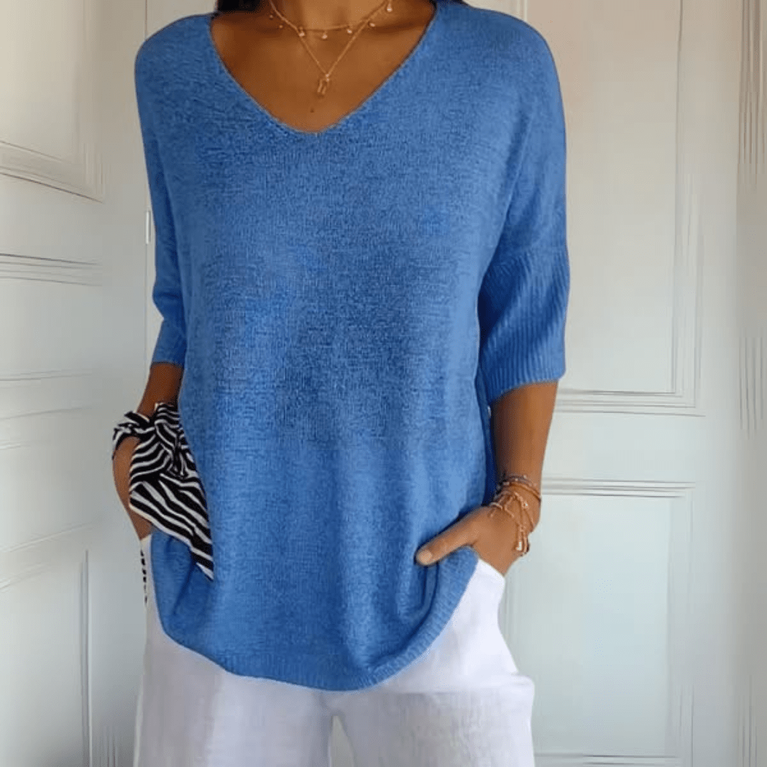 Women's Sweater | V-Neck, Loose Drop-Shoulder Fit