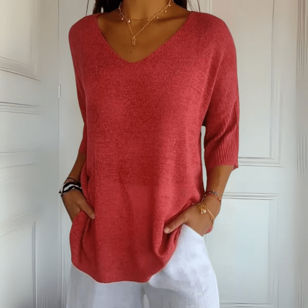 Women's Sweater | V-Neck, Loose Drop-Shoulder Fit
