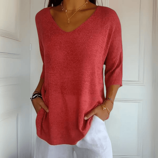 Women's Sweater | V-Neck, Loose Drop-Shoulder Fit