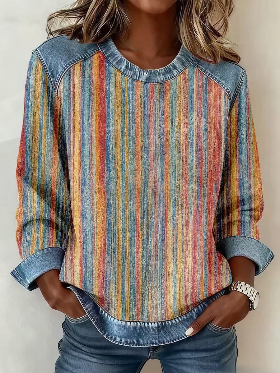 Women's Sweatshirt | Large Check, Contrast Trim Panels