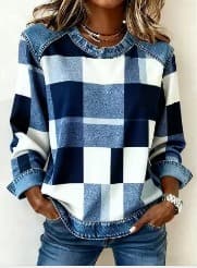 Women's Sweatshirt | Large Check, Contrast Trim Panels