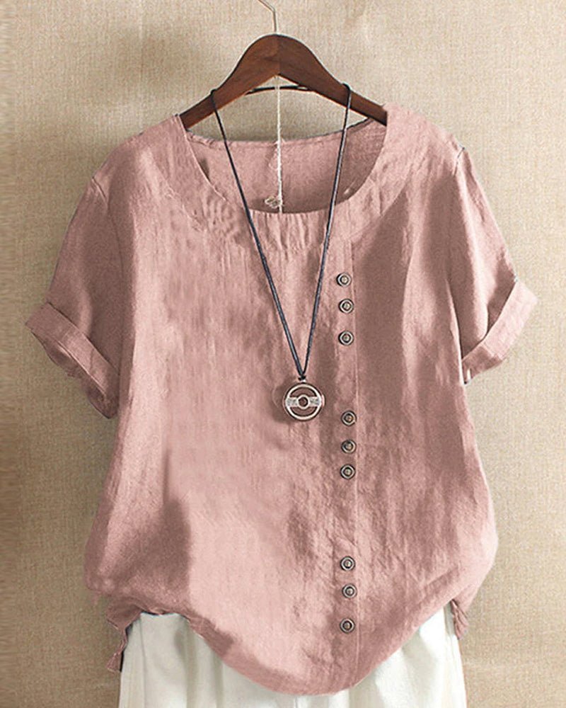 Women's Top | Button Front Curved Hem