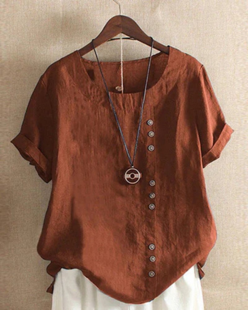 Women's Top | Button Front Curved Hem