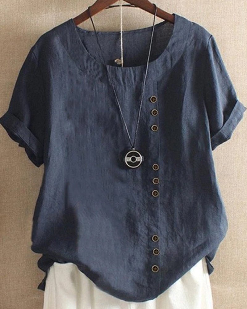 Women's Top | Button Front Curved Hem