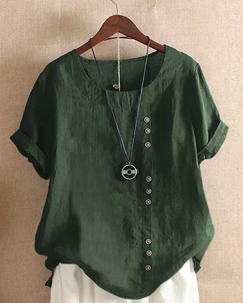 Women's Top | Button Front Curved Hem