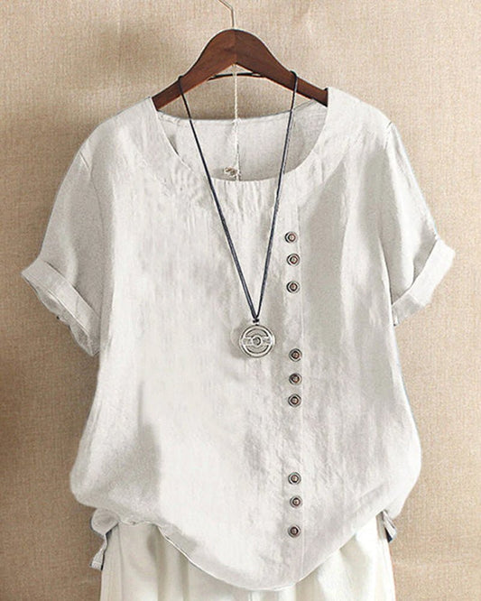 Women's Top | Button Front Curved Hem