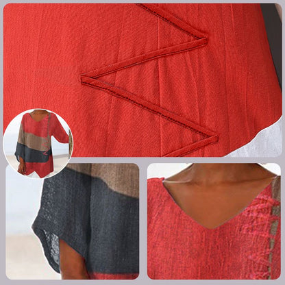 Women's Top | Color Block V-Neck Design