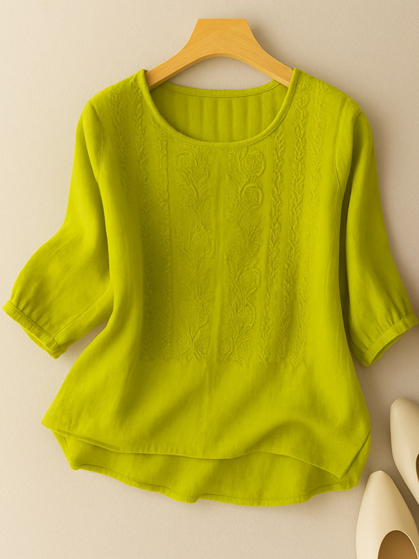 Women's Top | Embroidered Front Panel & Relaxed Fit