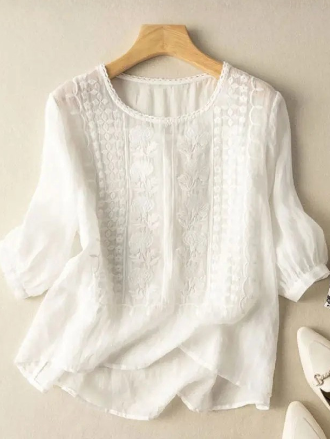 Women's Top | Embroidered Front Panel & Relaxed Fit