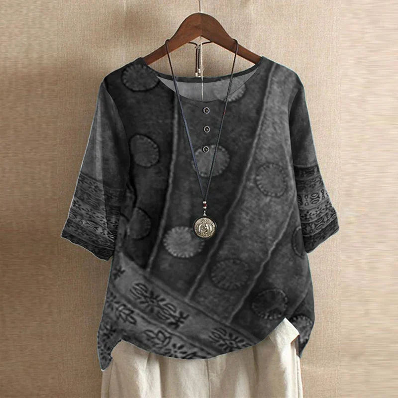 Women's Top | Vintage Floral Print & Relaxed Fit