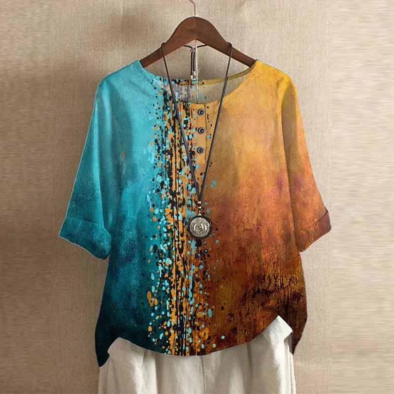 Women's Top | Vintage Floral Print & Relaxed Fit