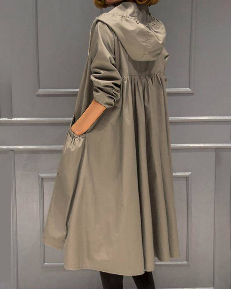 Women's Trench Coat | Hooded, Full-Length Zip Front