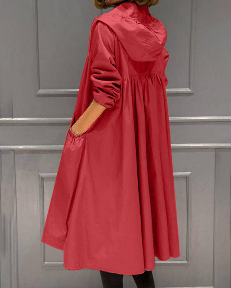 Women's Trench Coat | Hooded, Full-Length Zip Front