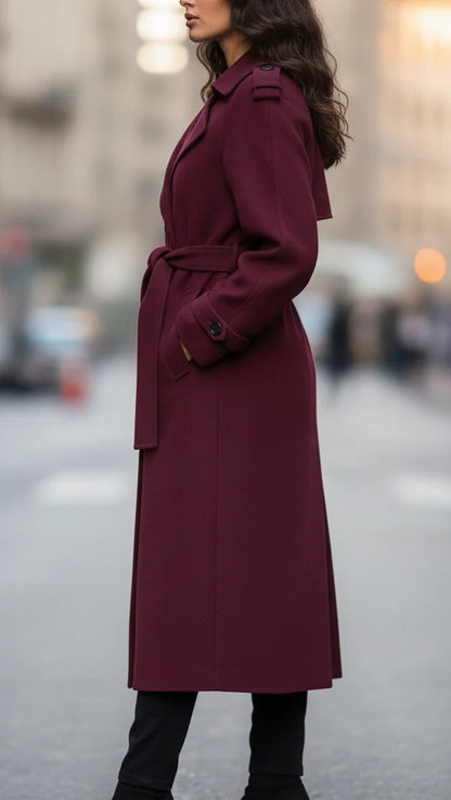 Elena | Structured Burgundy Trench Coat with Feminine Fit - Lumina 1