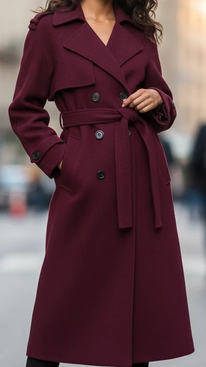Elena | Structured Burgundy Trench Coat with Feminine Fit - Lumina 3