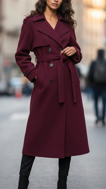 Elena | Structured Burgundy Trench Coat with Feminine Fit - Lumina 0