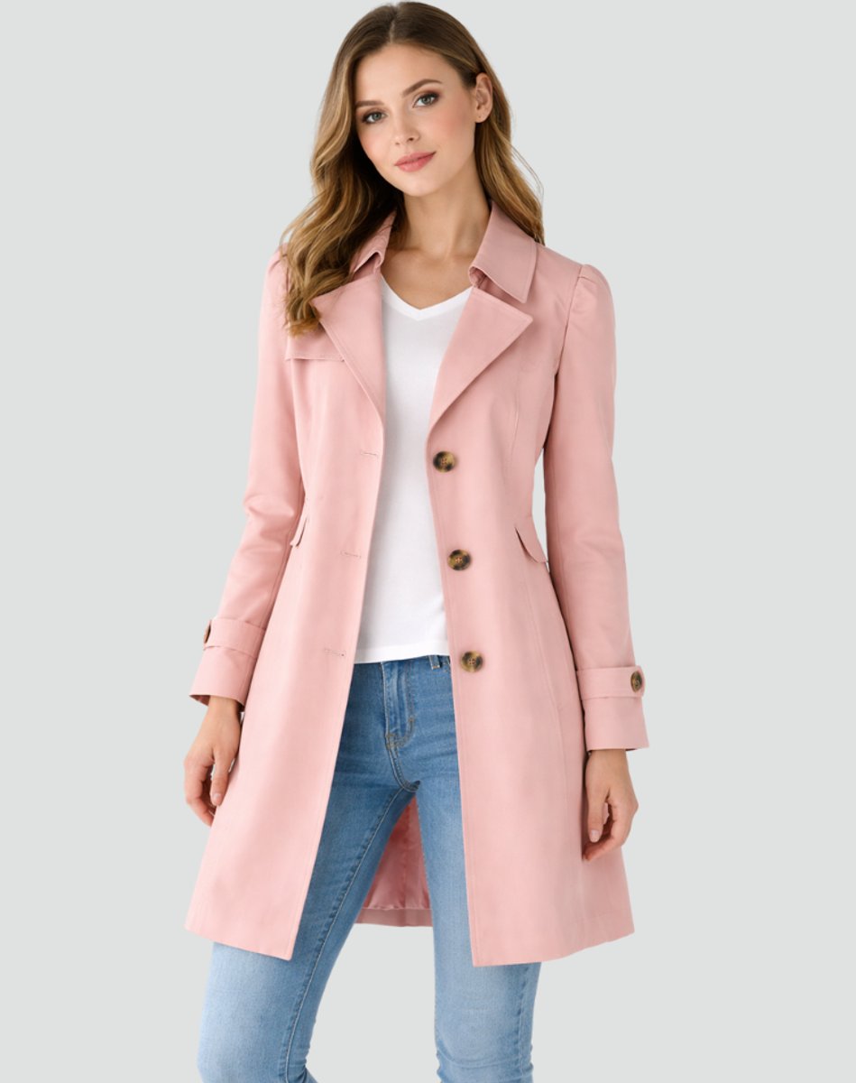 Women's Trench Coat | Notch Lapel, Buttoned Cuff Tabs