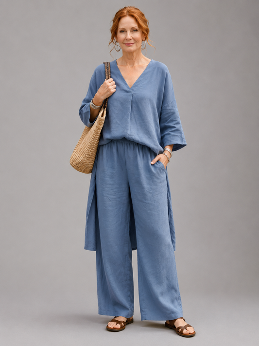 Women's Tunic & Wide Leg Pant Set | Relaxed Fit & All-Day Comfort