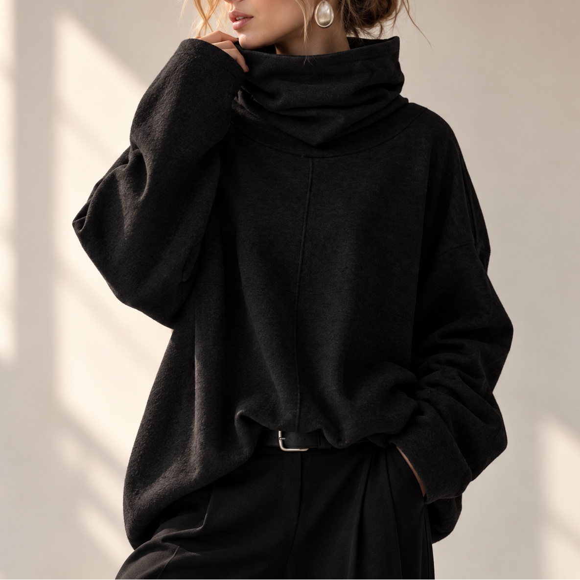 Women's Turtleneck Sweater | Stacked Collar & Oversized Fit 10