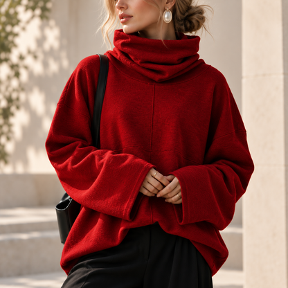 Women's Turtleneck Sweater | Stacked Collar & Oversized Fit 15