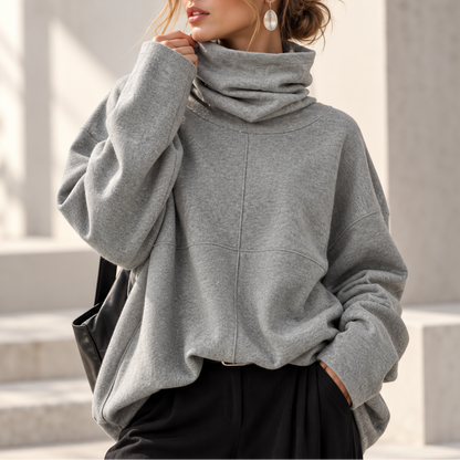 Women's Turtleneck Sweater | Stacked Collar & Oversized Fit 7
