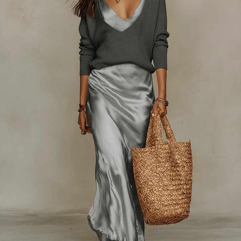 Women's Two-Piece Maxi Dress Set | Layered Elegance & Comfort 4