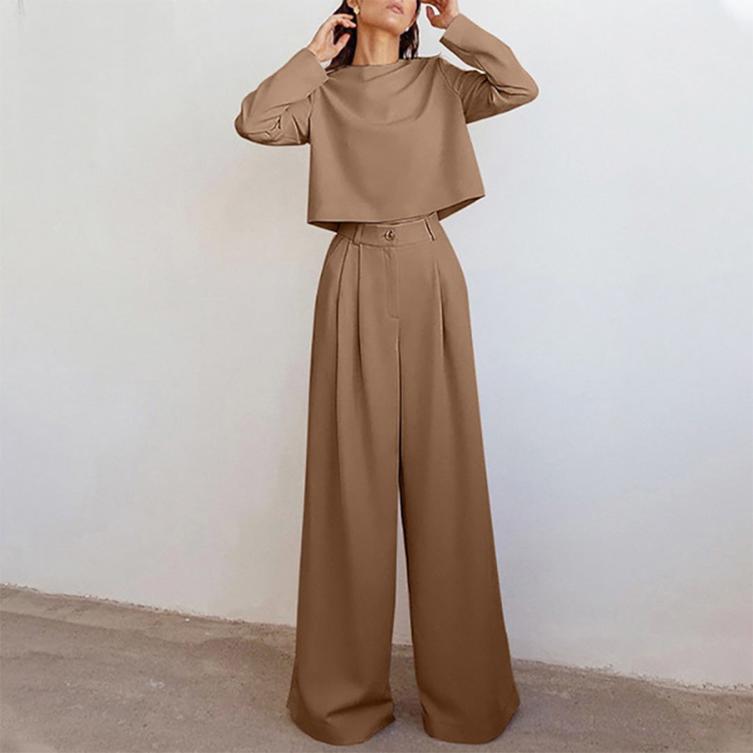 Women's Two Piece Set | High Neck Top, Palazzo Leg